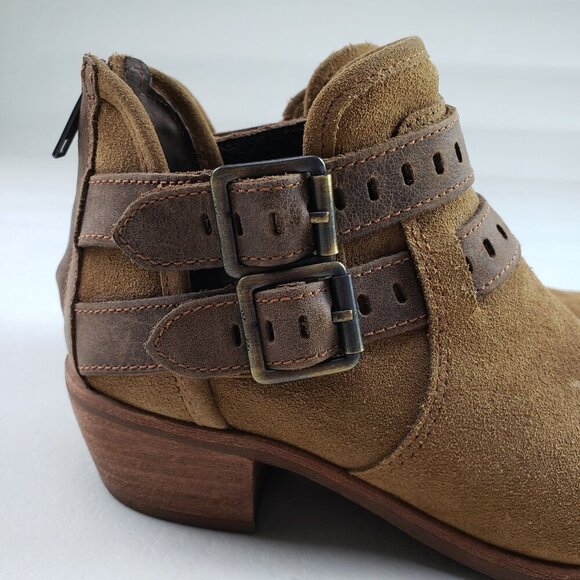 Ugg Patsy Ankle Boot Womens 7 Chesnut Suede Shearling Lined Boho Moto Buckle Zip - Picture 6 of 15
